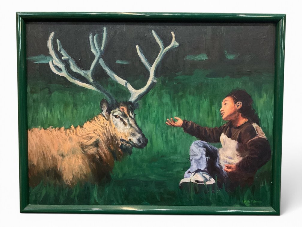 Lucille Coleman, “Deer Talk” Painting