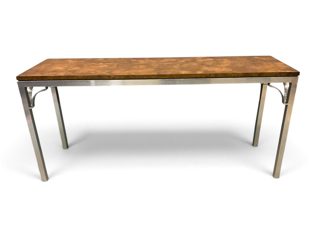 Mid Century Burl Top Console, attrb. Tomlinson