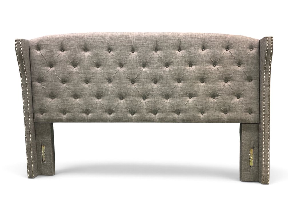 Grey Tufted Wingback Headboard