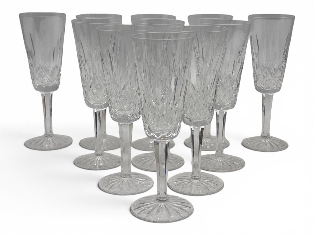 Eleven Waterford Lismore Champagne Flutes