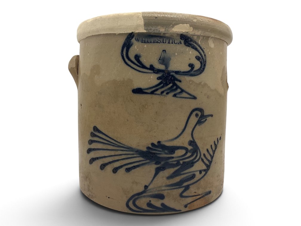 19th C. White’s Utica, NY, Stoneware Crock