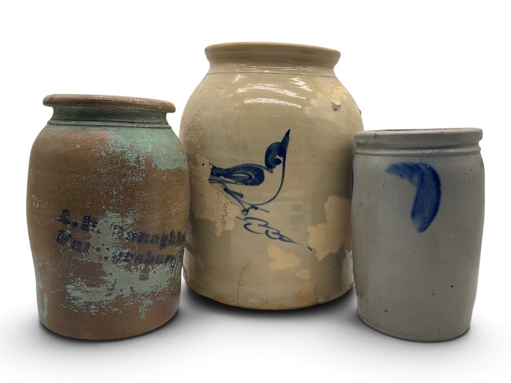 Three Stoneware Crocks, Storage Jar