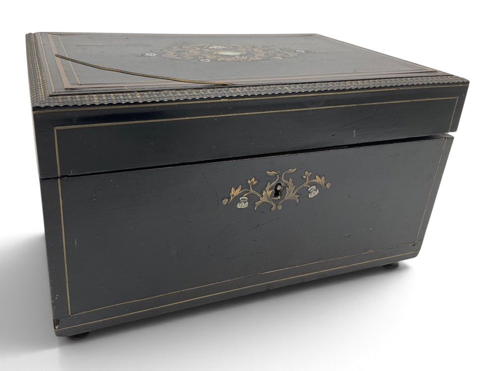 19th C. Ebonized and Inlaid Music Box