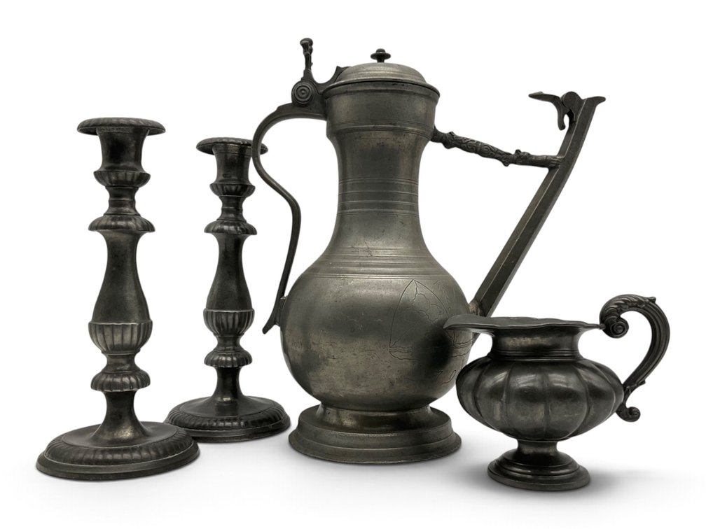 1790 Pewter Wine Flagoon, Etc.