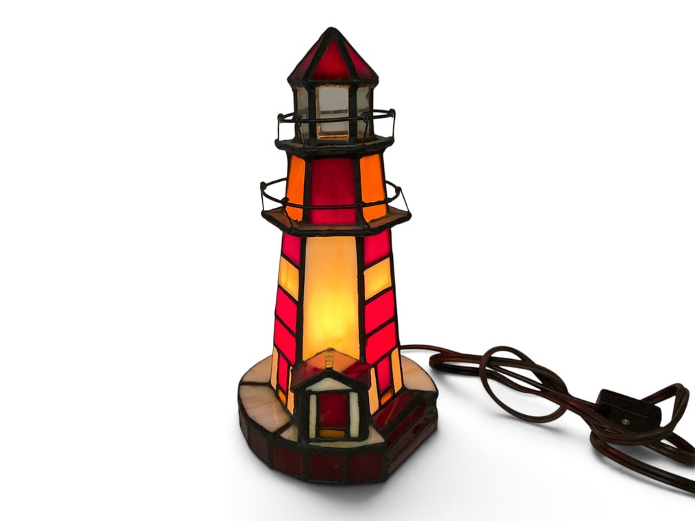 Stained Glass Lighthouse Lamp