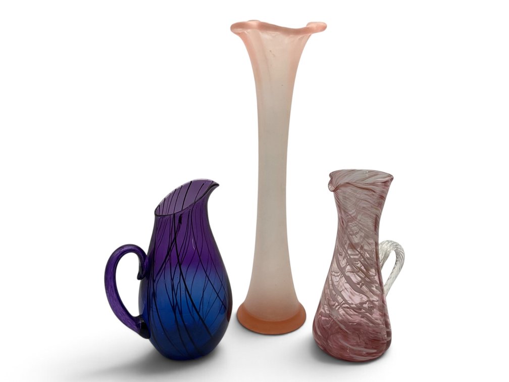 Art Glass Pitchers & Vase
