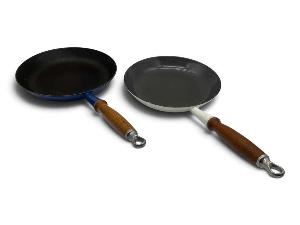 Two Le Creuset Enamel Cast Iron Frying Pans