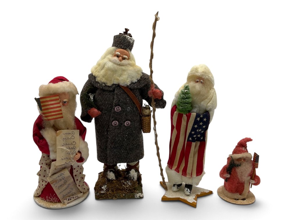 Four Connie Krizner Handmade Santas