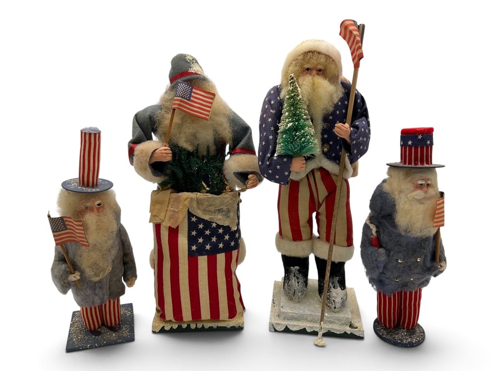 Four Connie Krizner Handmade Santas