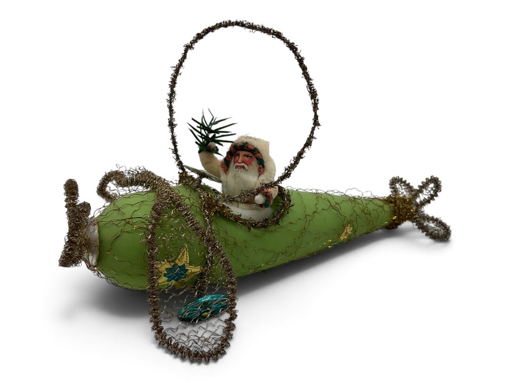 German Victorian Santa Airplane Ornament