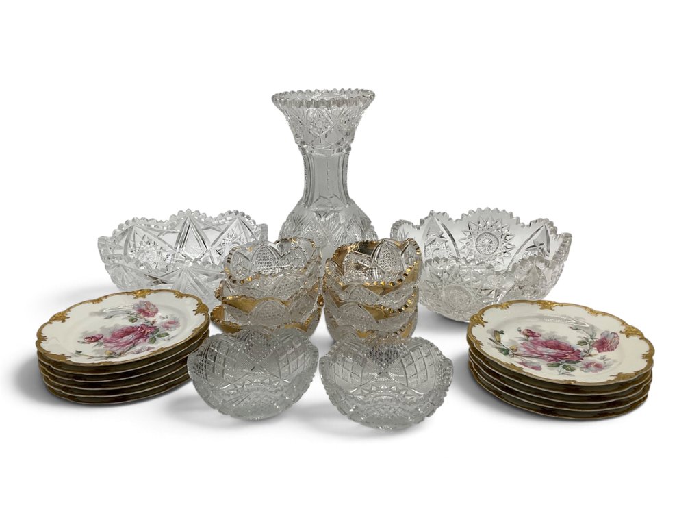 American Brilliant Cut Crystal, Haviland Canapé Plates