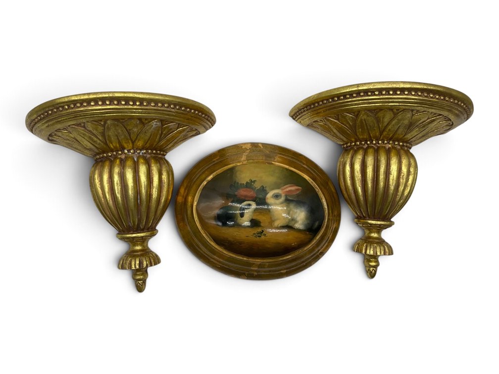 Decorative Gilt Wall Hanging and Brackets