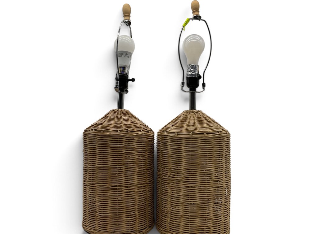 Wicker Lamp Pair