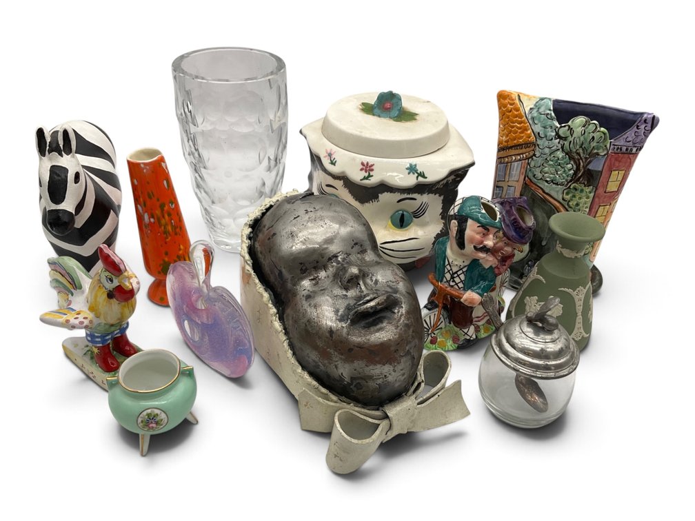 Novelty Ceramics & Silver Metal Sculpture, Etc