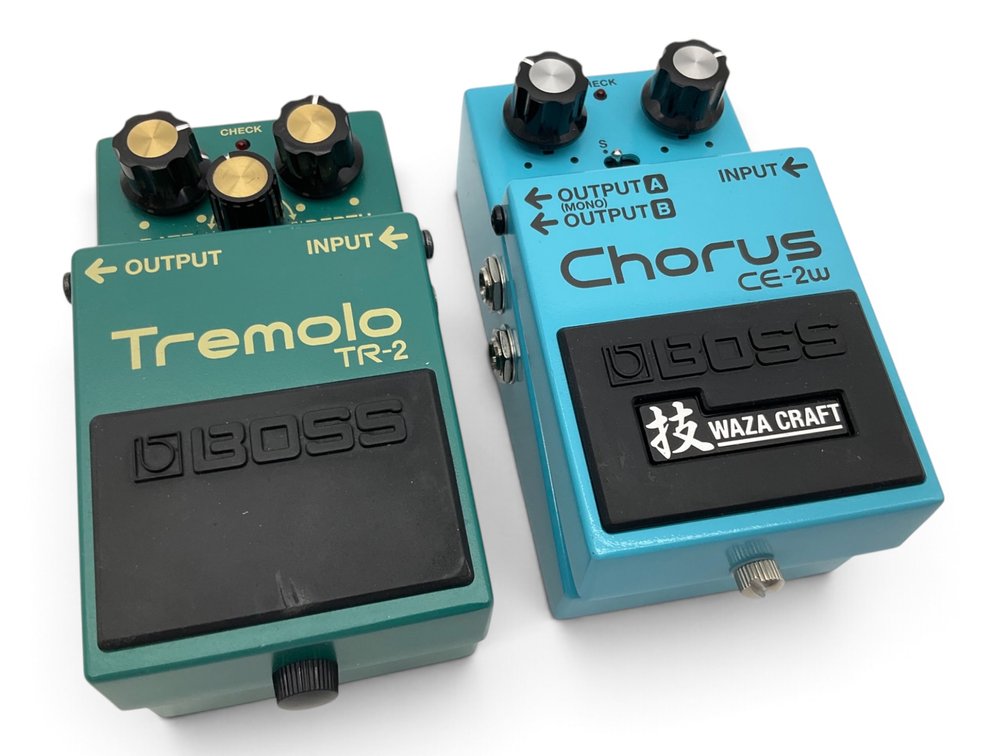Boss Tremolo TR2 and Boss CE-2W Waza Craft Chorus Guitar Pedals