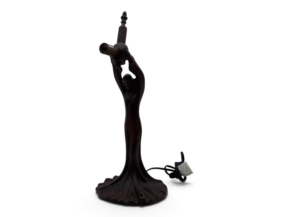 Patinated Deco Style Table Lamp as a Maiden