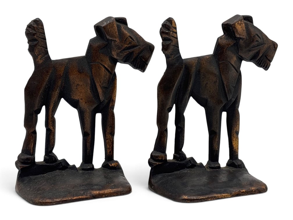 Deco Style Cast Iron Terrier Form Bookends
