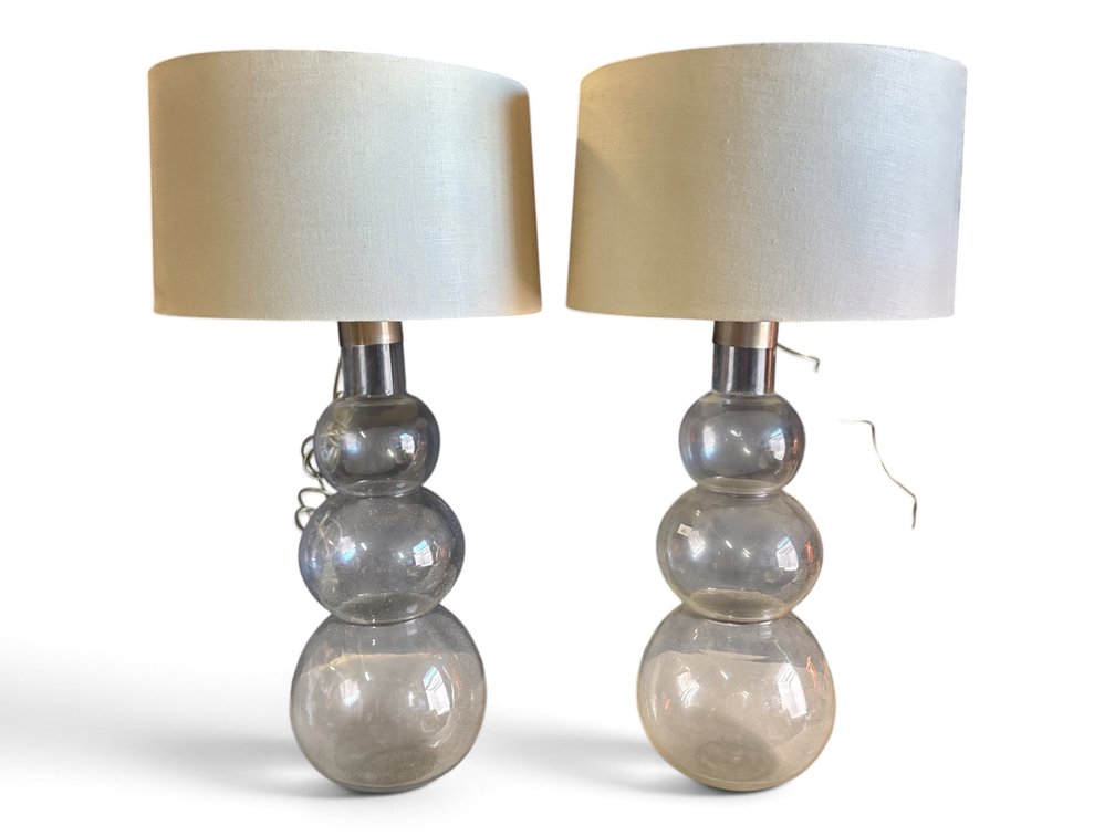 Blown Glass Tiered Lamp Pair