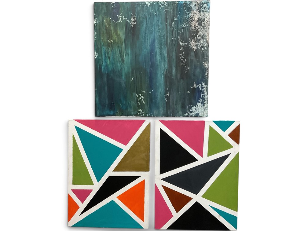 Three Abstract Canvas Paintings