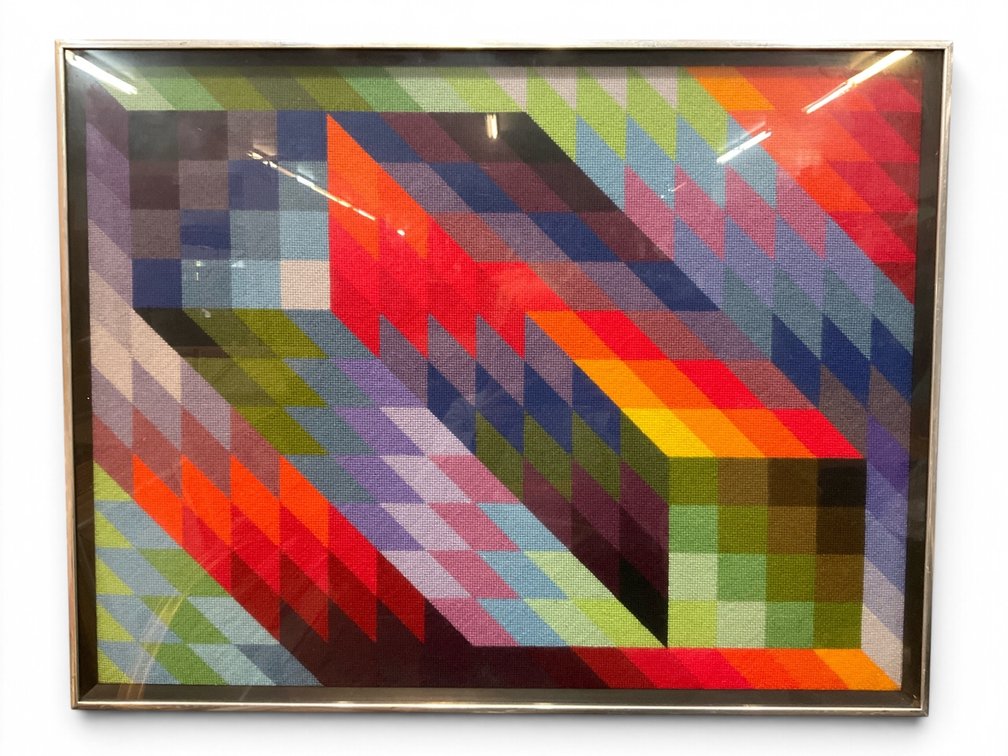Op Art Needlepoint After Victor Vasarely
