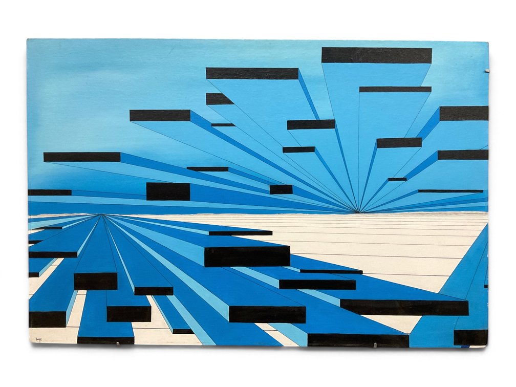 “Blue Abstract”, Surrealist Perspective Landscape
