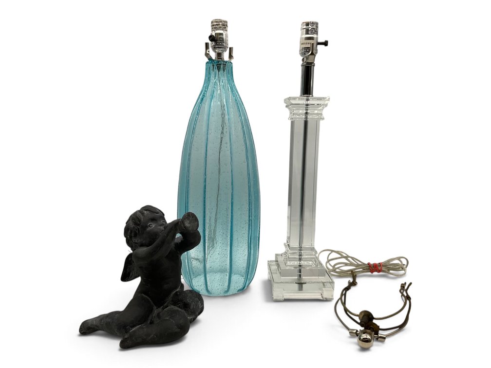 Two Acrylic Lamps & an Angel