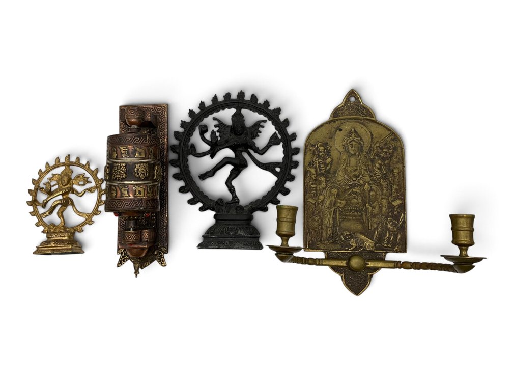 Metal Prayer Wheel, Shiva Nataraja Figurine, Etc.