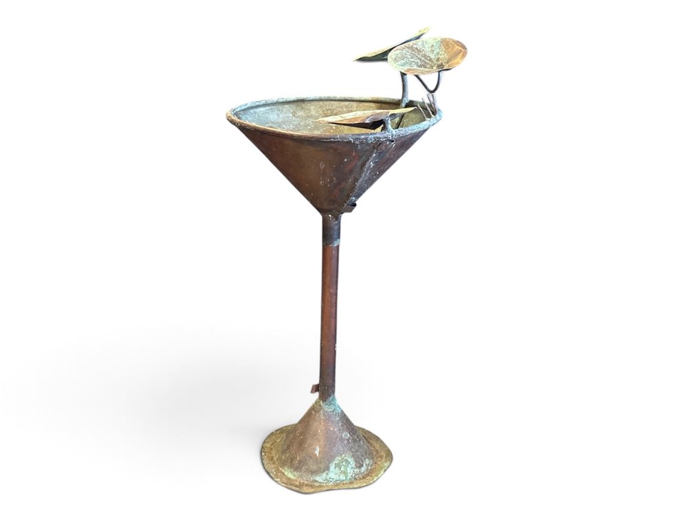 Copper Lilypad Decorated Birdbath Water Feature