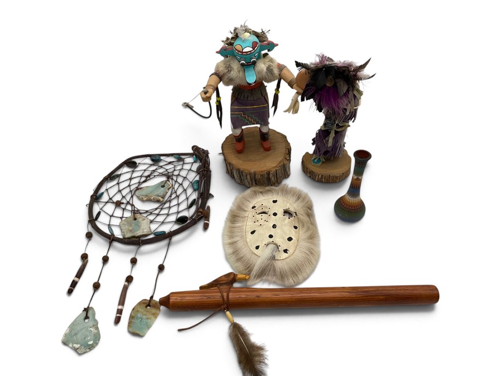 Native American Kachina Dolls, Bark Mask, Etc.