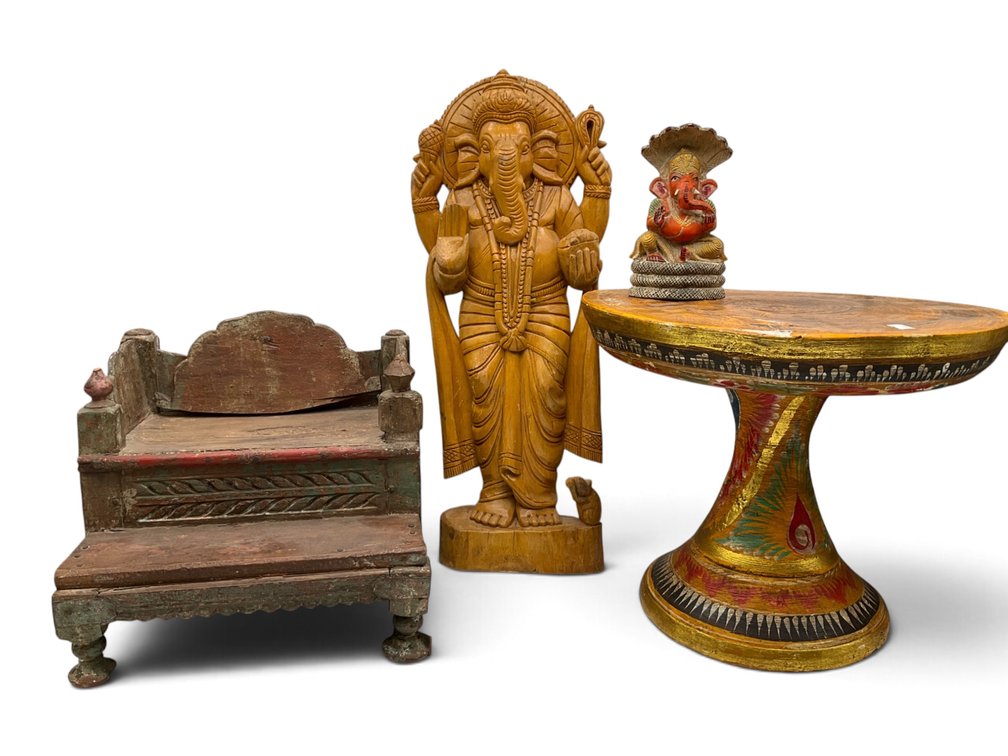 Wood Ganesha Wall Hanging, Mandir Altar, Wood Dulang, Etc.