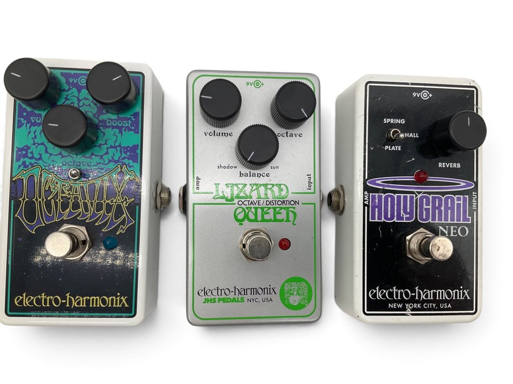 Three Electro-Harmonix Guitar Effects Pedals