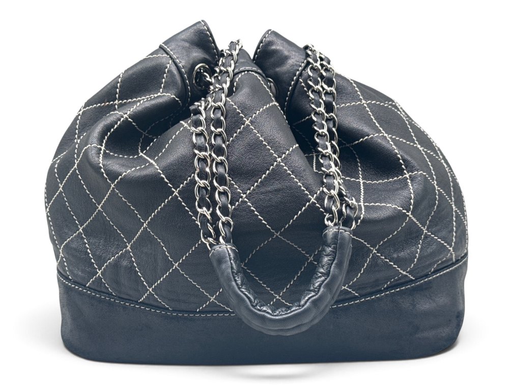 Chanel Surpique Drawstring Bucket Bag