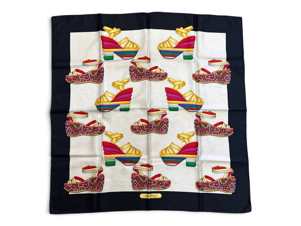 Salvatore Ferragamo Platform Sandal Silk Scarf