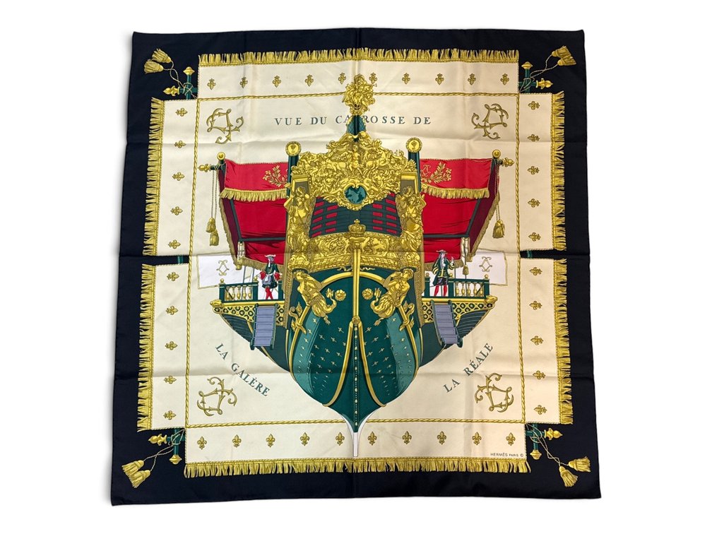 Hermes Vue du Carrosse de la Galere La Reale Silk Scarf