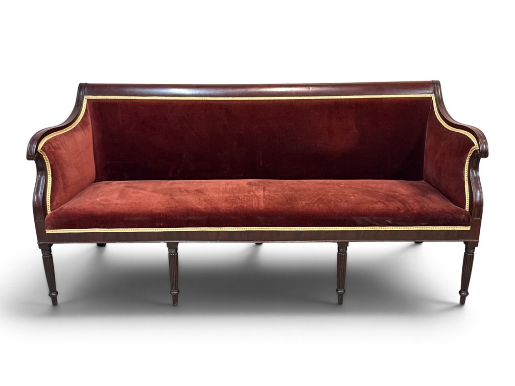 Federal Carved and Upholstered Mahogany Sofa