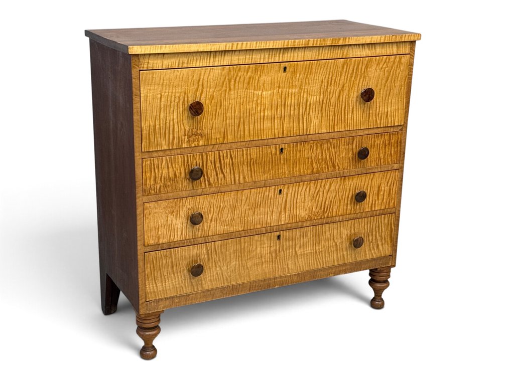 Pennsylvania Sheraton Tiger Maple and Cherry Chest