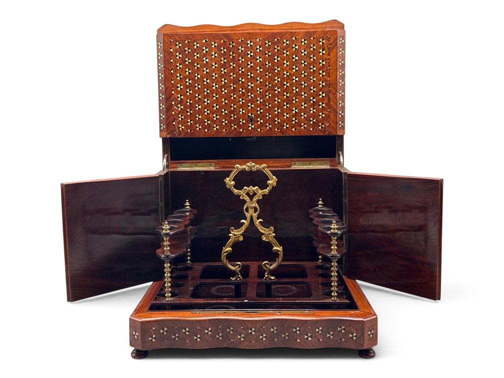 French Napoleon III Marquetry Tantalus