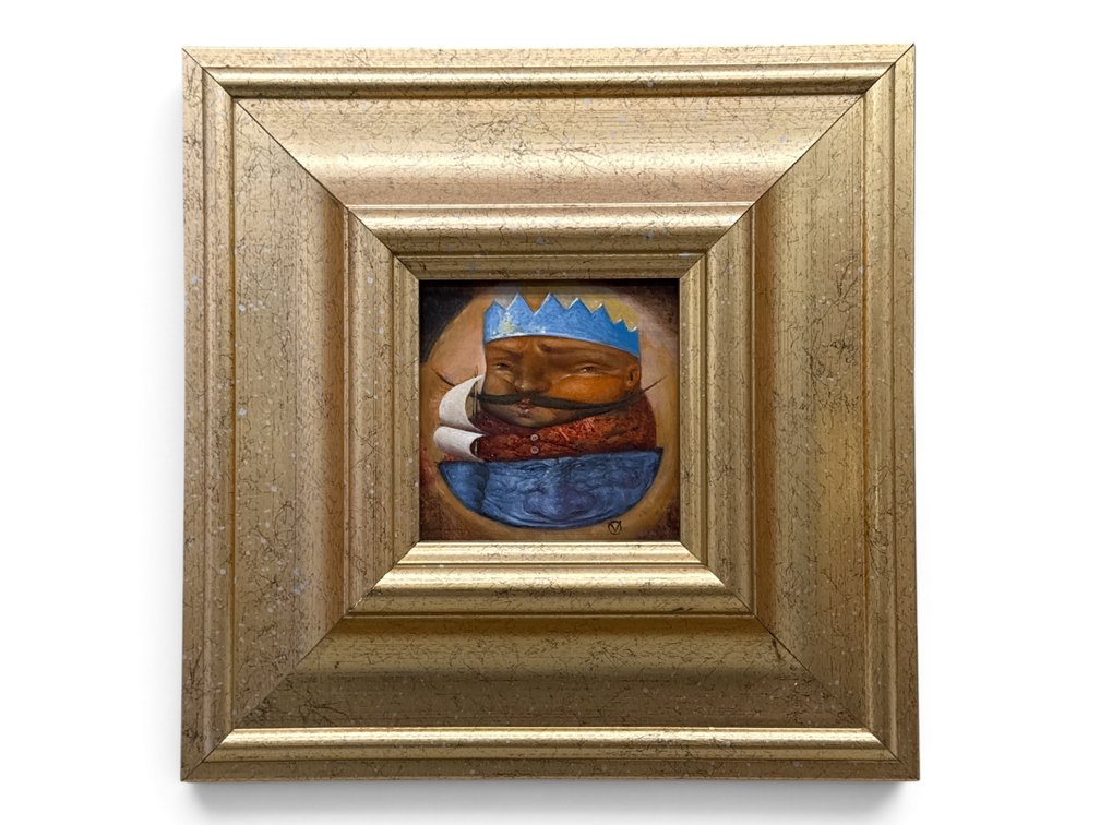 Framed Painting on Panel. Surrealist Portrait