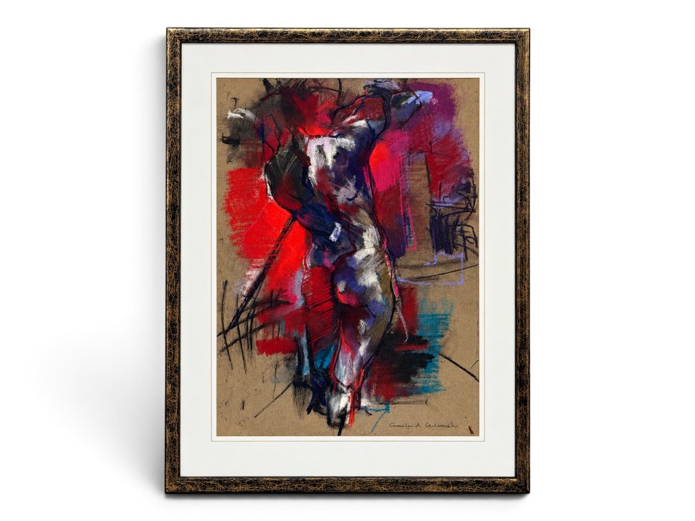 Crawfurd Adamson Pastel/Paper: Charon Crossing the Styx