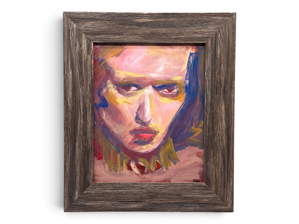 Framed Painting on Board: Portrait