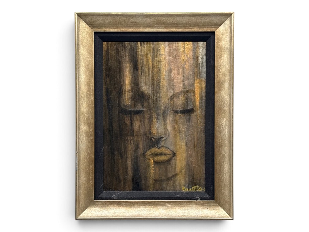 Framed Oil/Board: Portrait