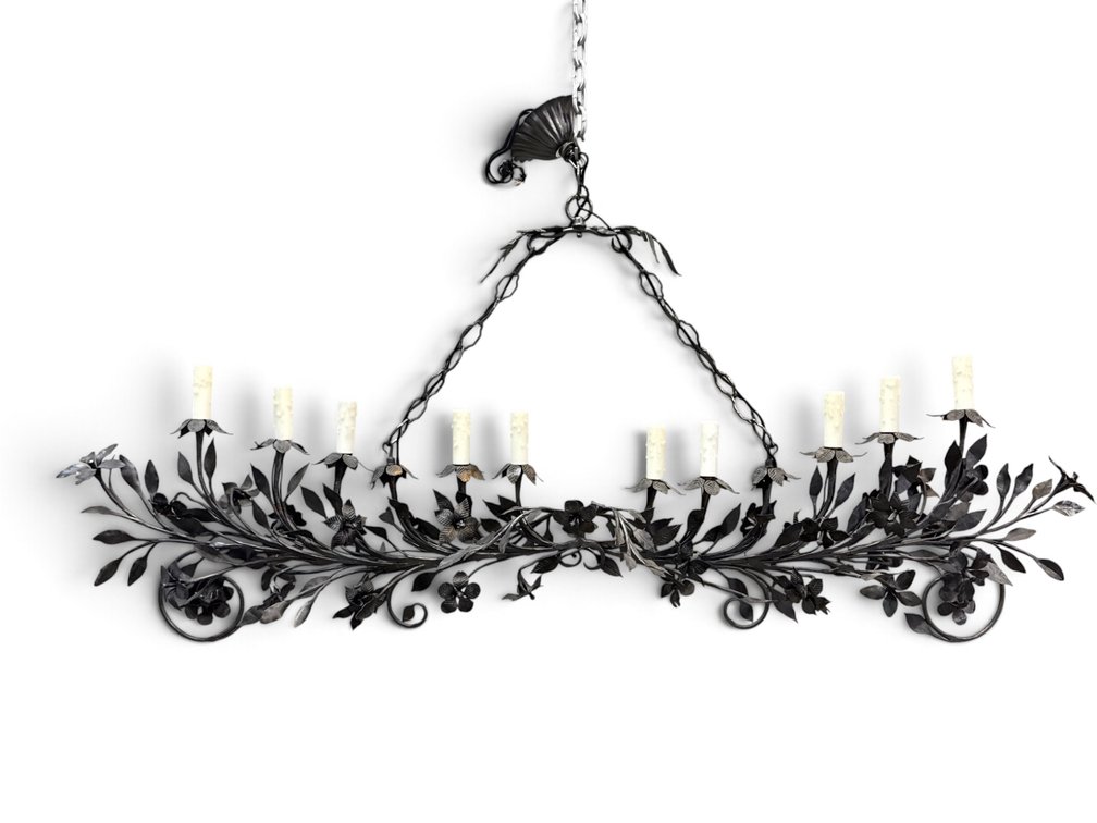 French Wrought Iron Foliate Chandelier