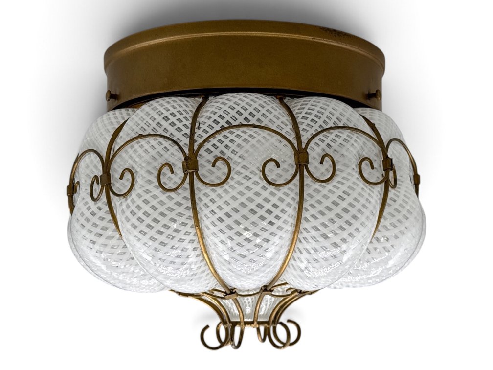 Venetian Caged Reticello Glass Ceiling Light