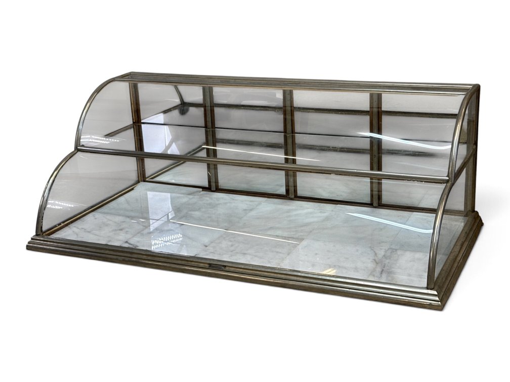 Nickel-Plated Curved Glass Display Case