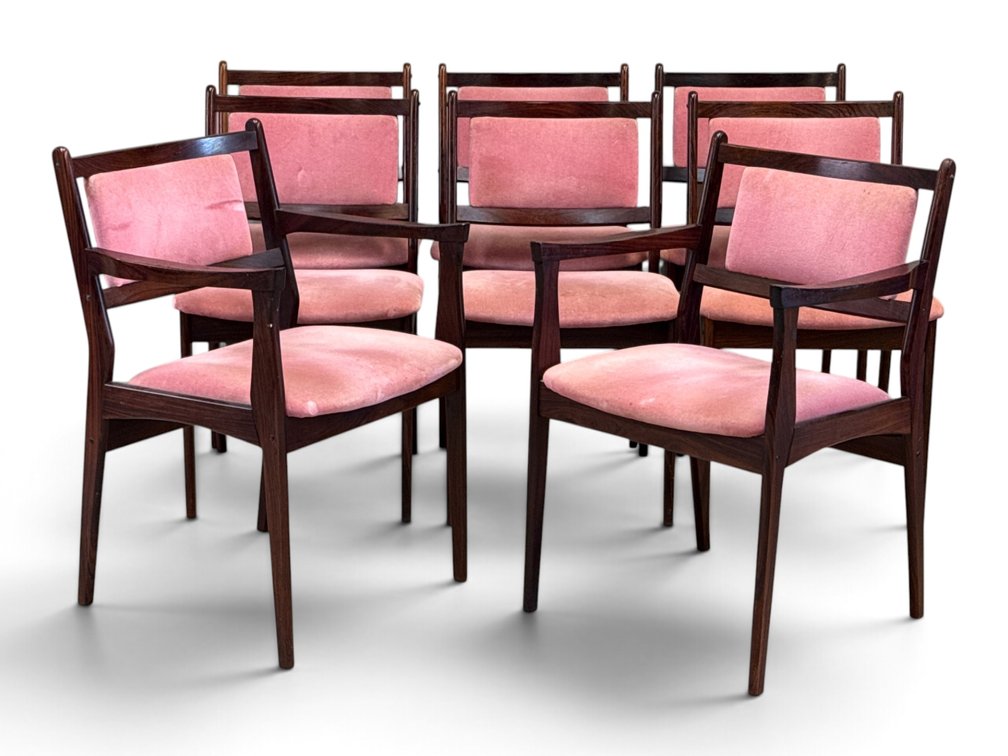Eight Danish Modern Rosewood Dining Chairs