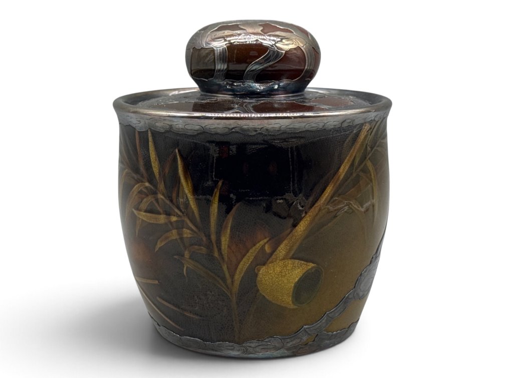 Rookwood Pottery Silver-Overlay Tobacco Jar
