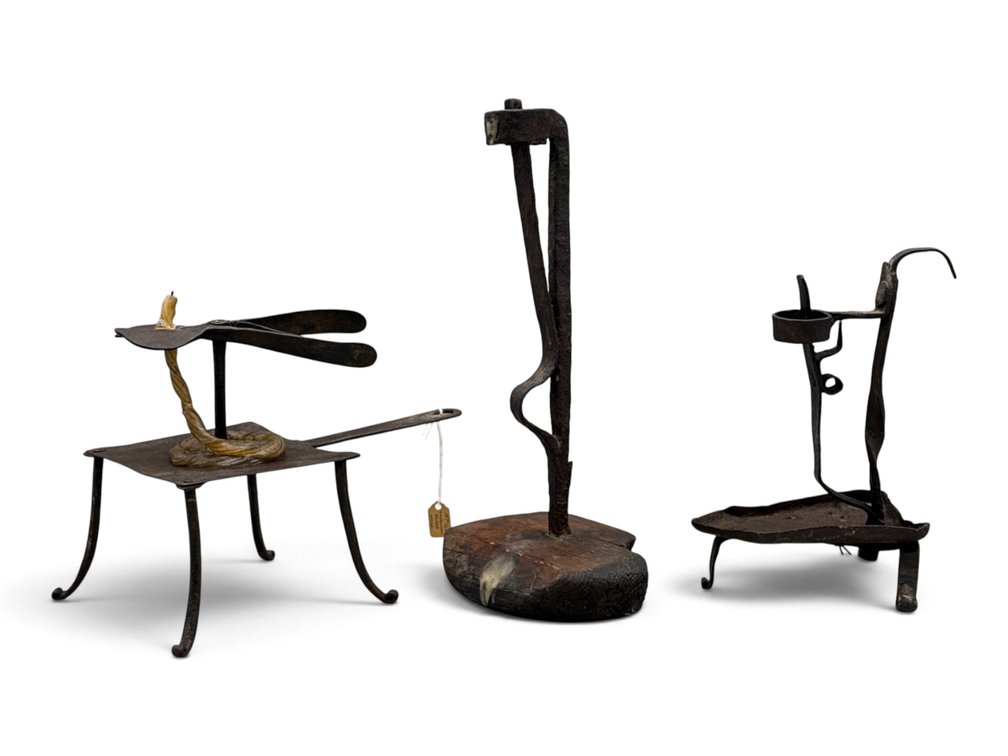 Three Wrought Iron Lighting Devices
