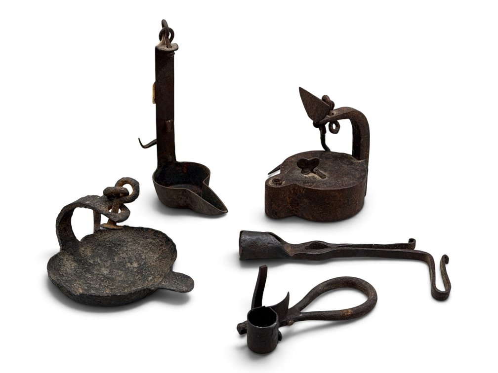 Grouping of 19th C. Iron Lighting