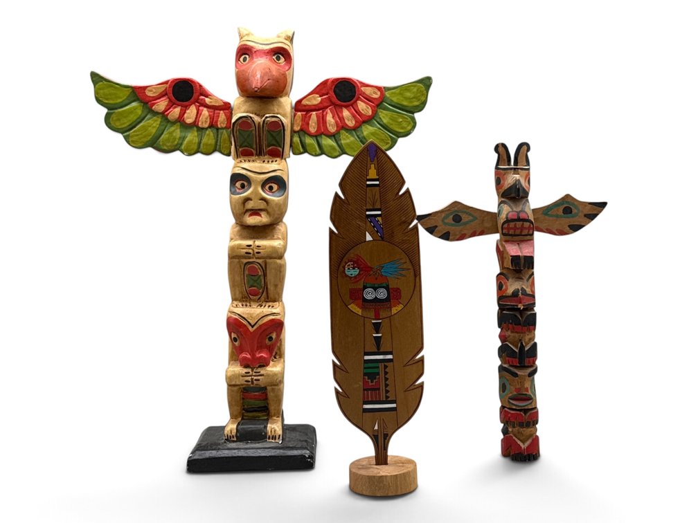 Three Decorative Native American Wood Carvings