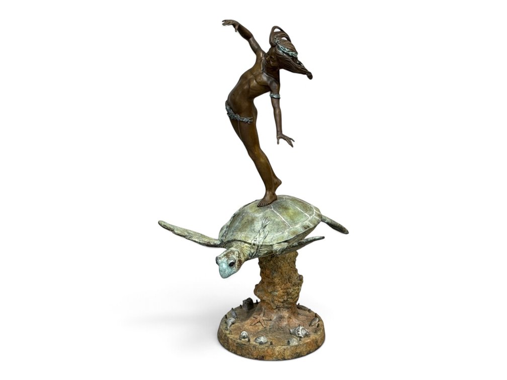 Jim Ponter Bronze Fountain: Turtle and Surfer